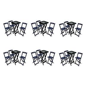 Kit 6 Conjuntos De Mesa Bistrô Dobrável Jack Daniel`s Com 3 Banquetas De Madeira Preta - Cor: Preto