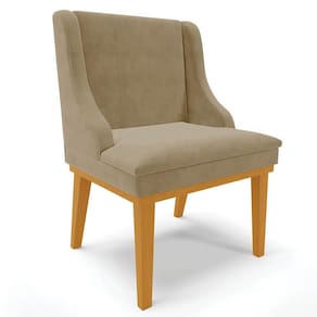 Cadeira Estofada para Sala de Jantar Base Fixa de Madeira Castanho Lia Suede Marrom RT - Ibiza