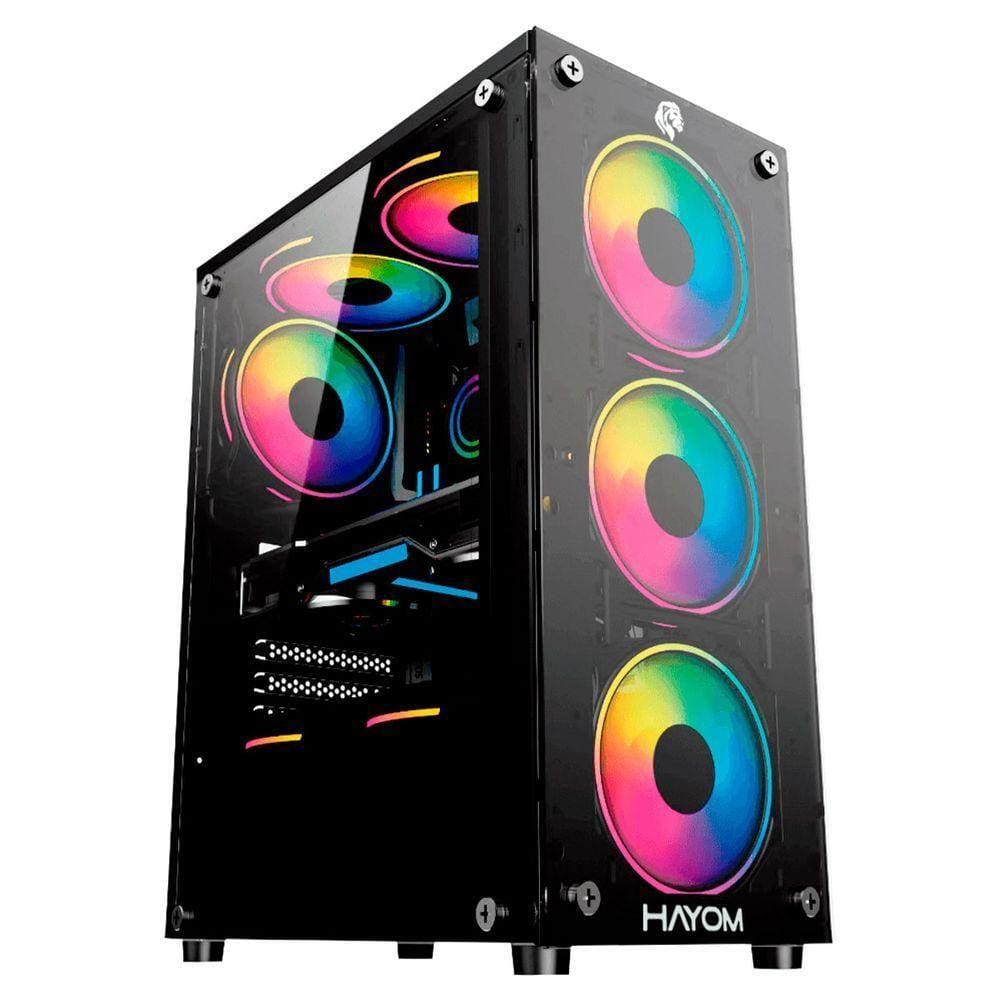 Gabinete Gamer Hayom Gb1729, Usb 3.0, Lateral Em Vidro Temperado, 4x Fans Rgb