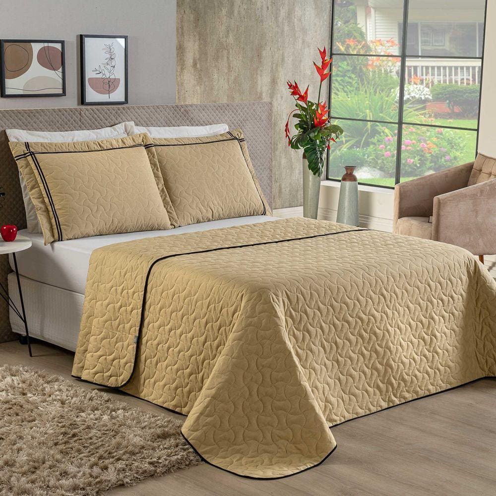 Cobre Leito Solteiro Bella 100% Algodão 2 Peças - Cappuccino