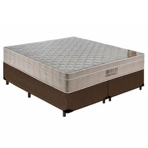 Cama Box King Bipartido Suede + Colchão Ortobom Airtech Molas Ensacadas 65x193x203 Marrom