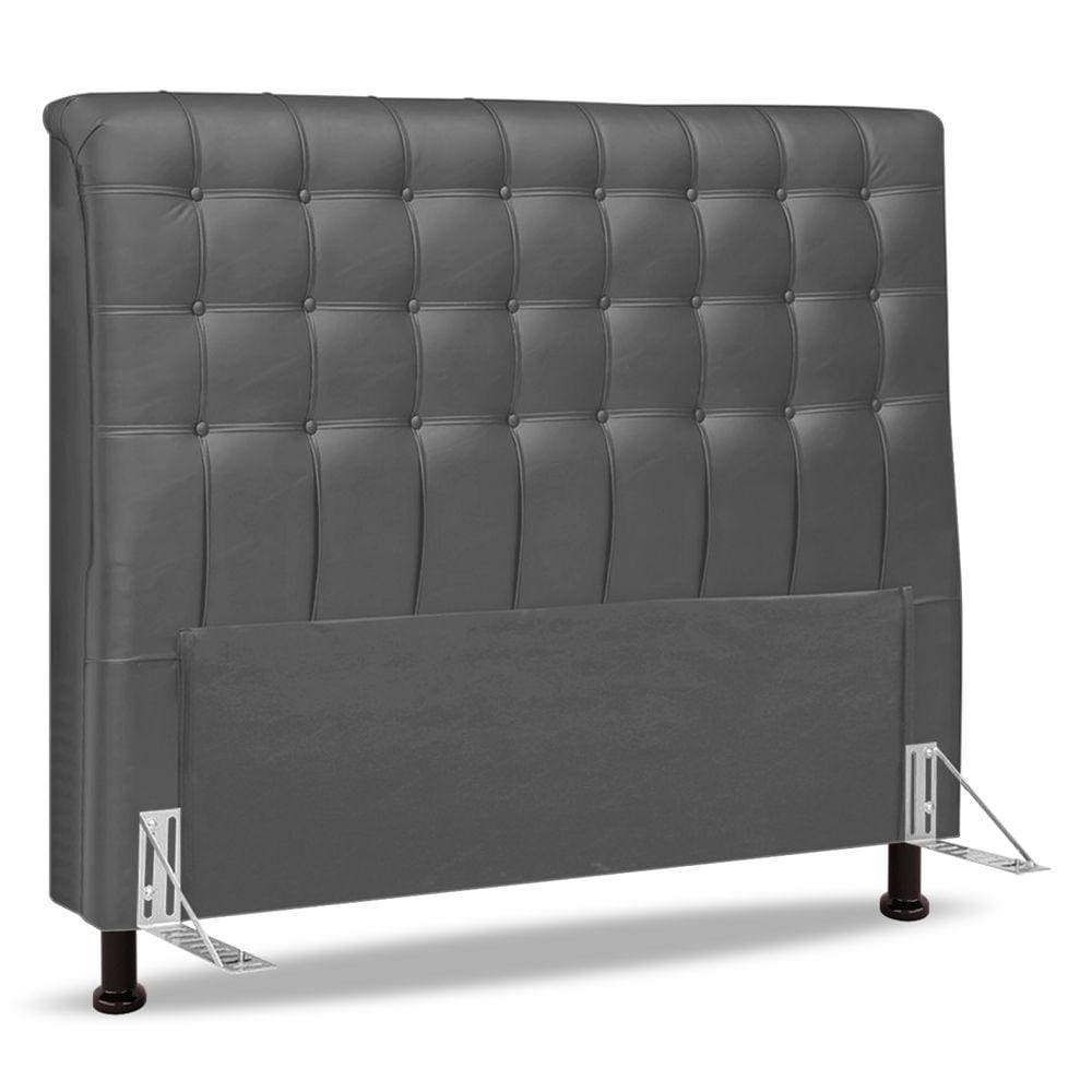Cabeceira Cama Box Casal Ciara 140cm Botonê com Frame Suede Cinza - Desk Design