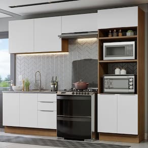 Armário de Cozinha Completa 270cm Rustic/Branco Stella Madesa 05
