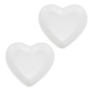Kit 2Un Prato Petiscos Porcelana Coracao Branco Ball Edge