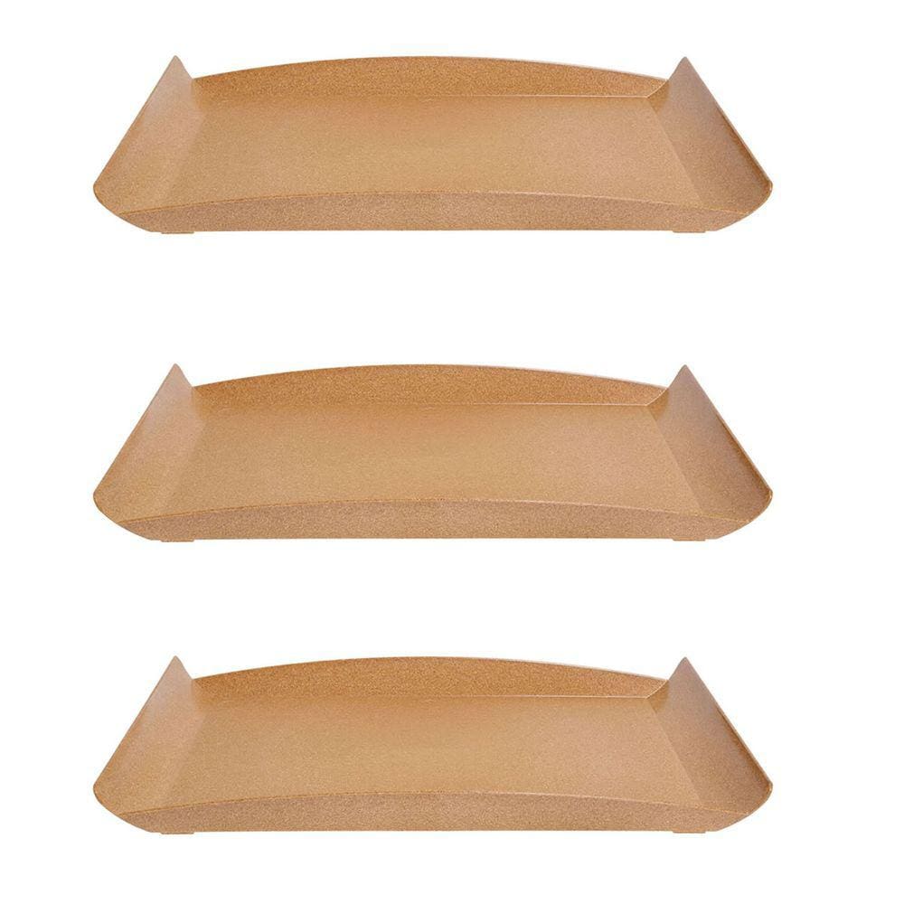 3un BANDEJA ZEN PETISQUEIRA 34X18CM TRAVESSA MARROM CLARO