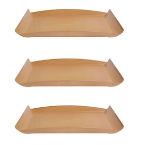 3un BANDEJA ZEN PETISQUEIRA 34X18CM ECOLÓGICA MARROM CLARO