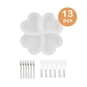Kit 13pçs Petisqueira Coração Melamina Petiscos queijo frios