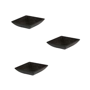 Kit 3Un Prato Mini Petisqueira Quadrado Aperitivos Preto