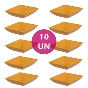 Kit 10Un Mini Petisqueira Quadrado Aperitivos Marrom Claro