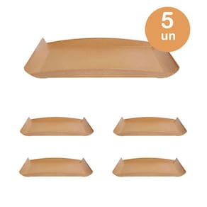 5un BANDEJA ZEN PETISQUEIRA 34X18CM ECOLÓGICA MARROM CLARO