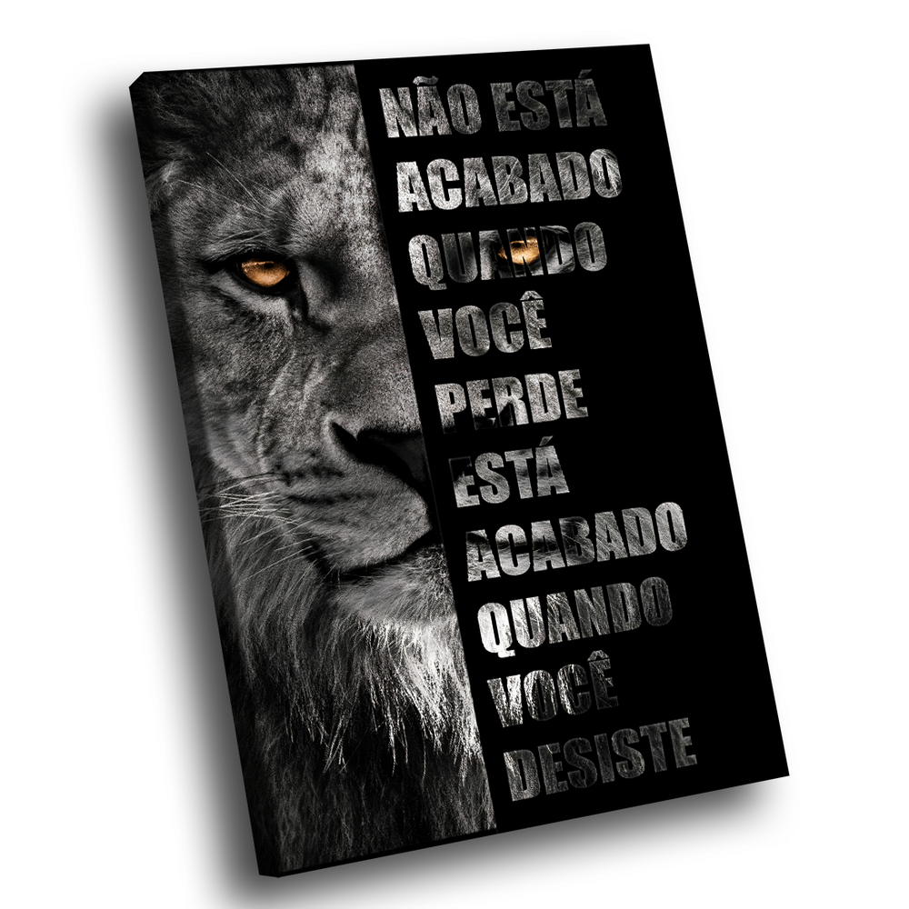 Quadro Leão Nunca Desista Grande 118x78