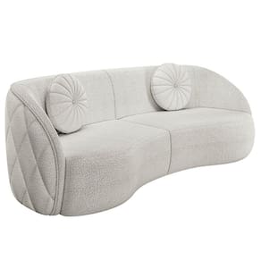Sofá Decorativo com Almofadas 4 Lugares 318cm Tressê Zion M22 Bouclê Branco - Mpozenato