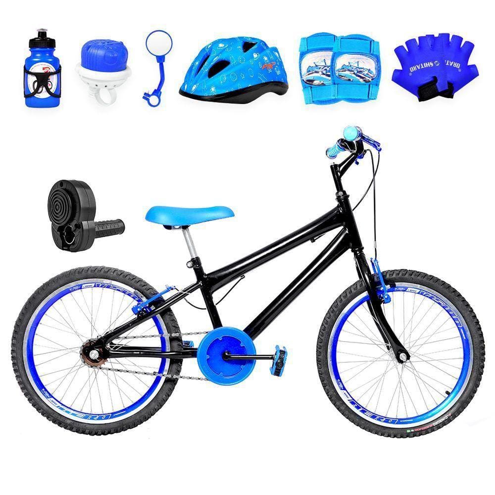 Bicicleta Infantil Aro 20 Aero Preta e Azul