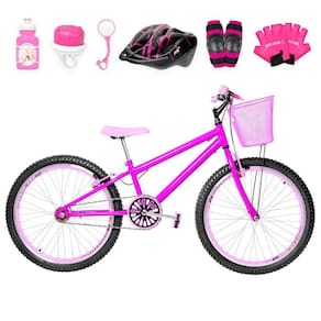 Bicicleta Infantil Aro 24 Aero Kit Proteção Pink E Rosa
