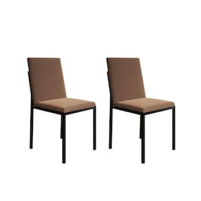 conjunto com 2 cadeiras mônaco veludo marrom e preto