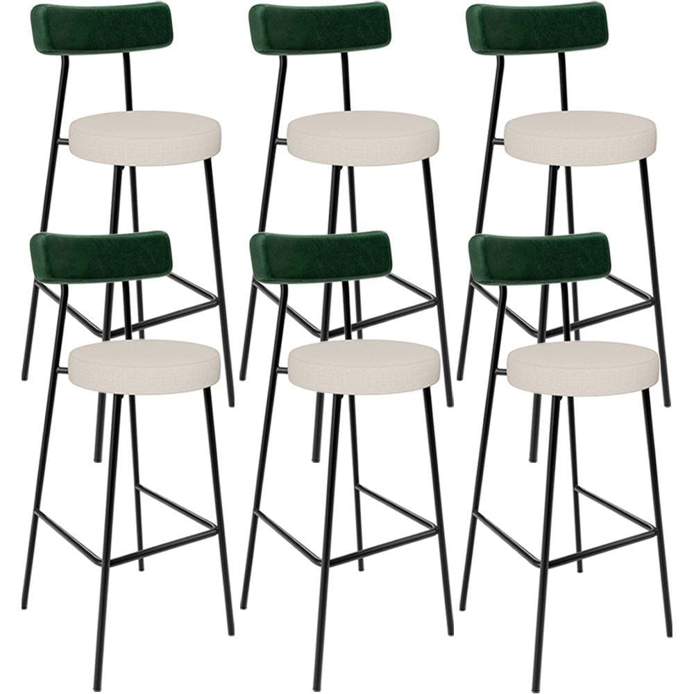 Kit 06 Banquetas Alta Bar Cozinha Sala De Jantar Milão L02 Facto Verde Musgo Linho Cru - Lyam Decor
