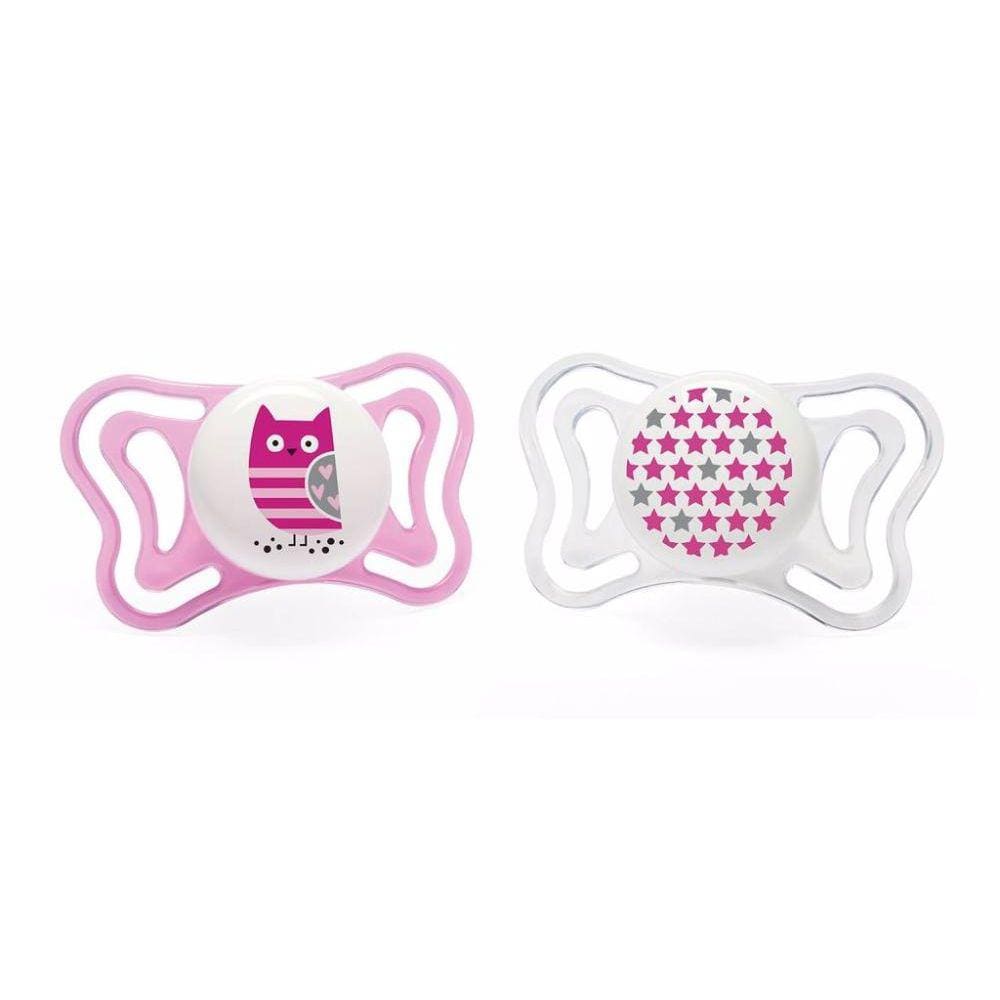 Chupeta de Silicone Physio Light Lumi 6 a 16 meses Chicco Branco e Rosa