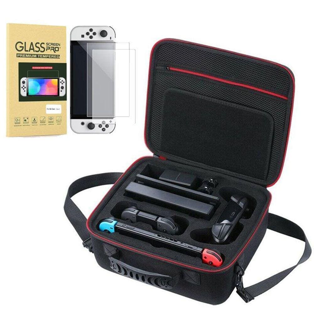 Bolsa Nintendo Switch Oled Maleta Cabe Tudo + 2 Películas