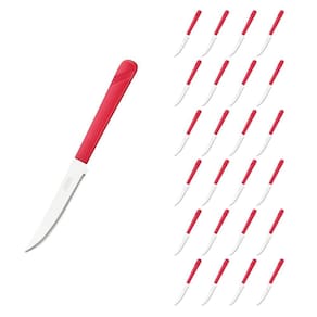 Jogo 24 Facas Aço Inox e Plástico Vermelho Linha Luna