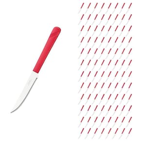Jogo 96 Facas Aço Inox e Plástico Vermelho Linha Luna