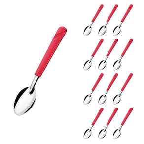 Kit 12 Colheres Vermelho Luna Inox e Plástico Restaurante