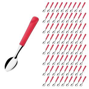 Kit 72 Colher de Chá Vermelho Luna Aço Inox Restaurante
