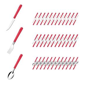 72 Talher Faca Garfo Colher Inox Vermelho Luna Restaurante
