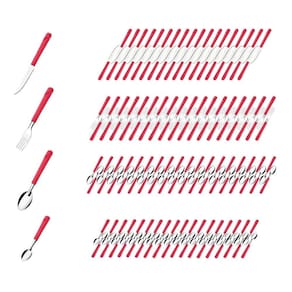 Colher Faca Garfo Colher Chá Inox Vermelho Luna - 144 un