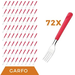 Conjunto 72 Facas Linha Luna Vermelho Aço Inox Mesa Buffet