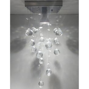 Lustre De Cristal Para Hall, Com Base Inox 14x14cm Com Lâmpada BQ Inclusa