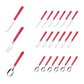 18 Talher Faca Garfo Colher Inox Vermelho Linha Luna Casa