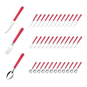 36 Talher Faca Garfo Colher Inox Vermelho Linha Luna Casa
