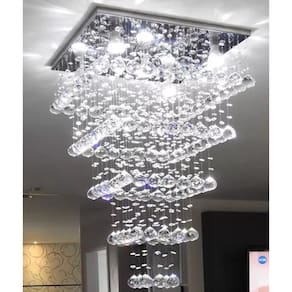 Pendente Moderna De Cristal K9 45x45 Base Inox Espelhada