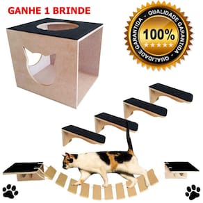 Parquinho Para Gatos Em Mdf Resistente Com Toca Degrau Ponte