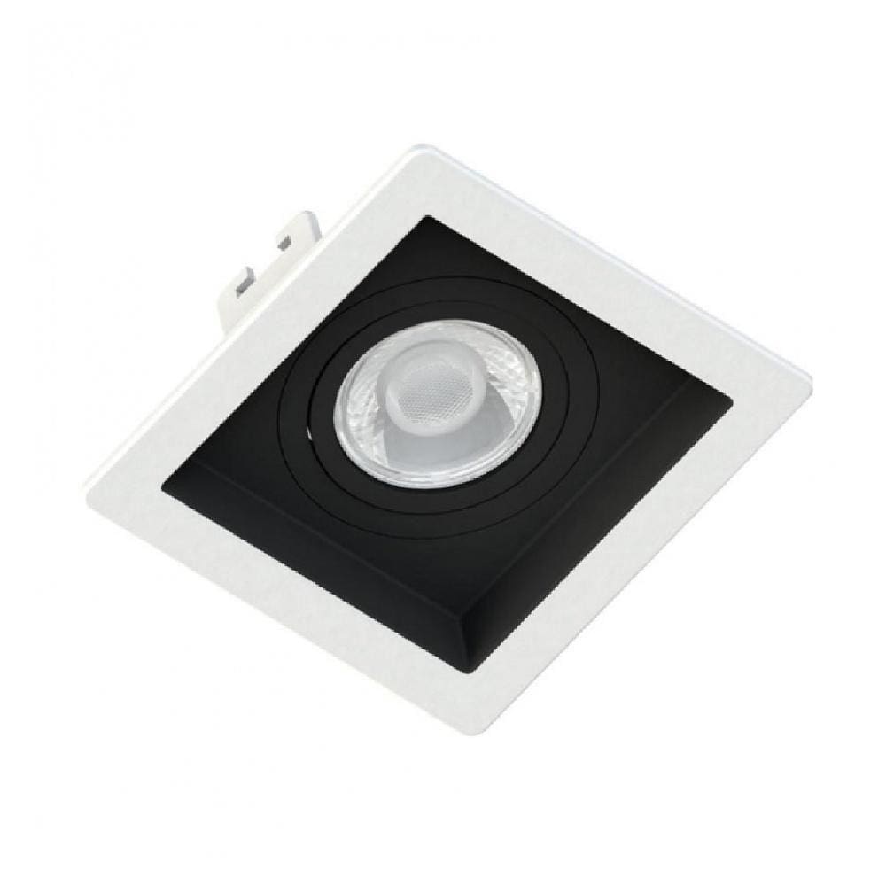 Spot De Embutir Rec Quad Branco Com Recuo Preto Mr16 - Moon