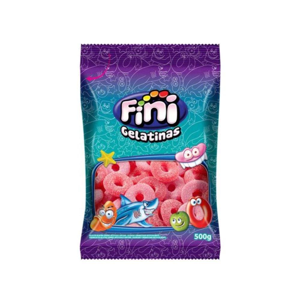 Bala Gelatina Fini Aros de Morango 500g