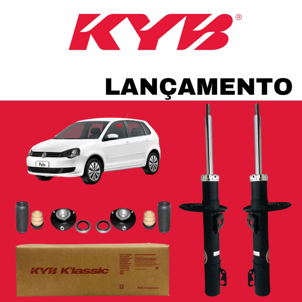 Par Amortecedor Dianteiro Vw Polo 2002 A 2015 Kayaba Linha Klassic + Kit Batente