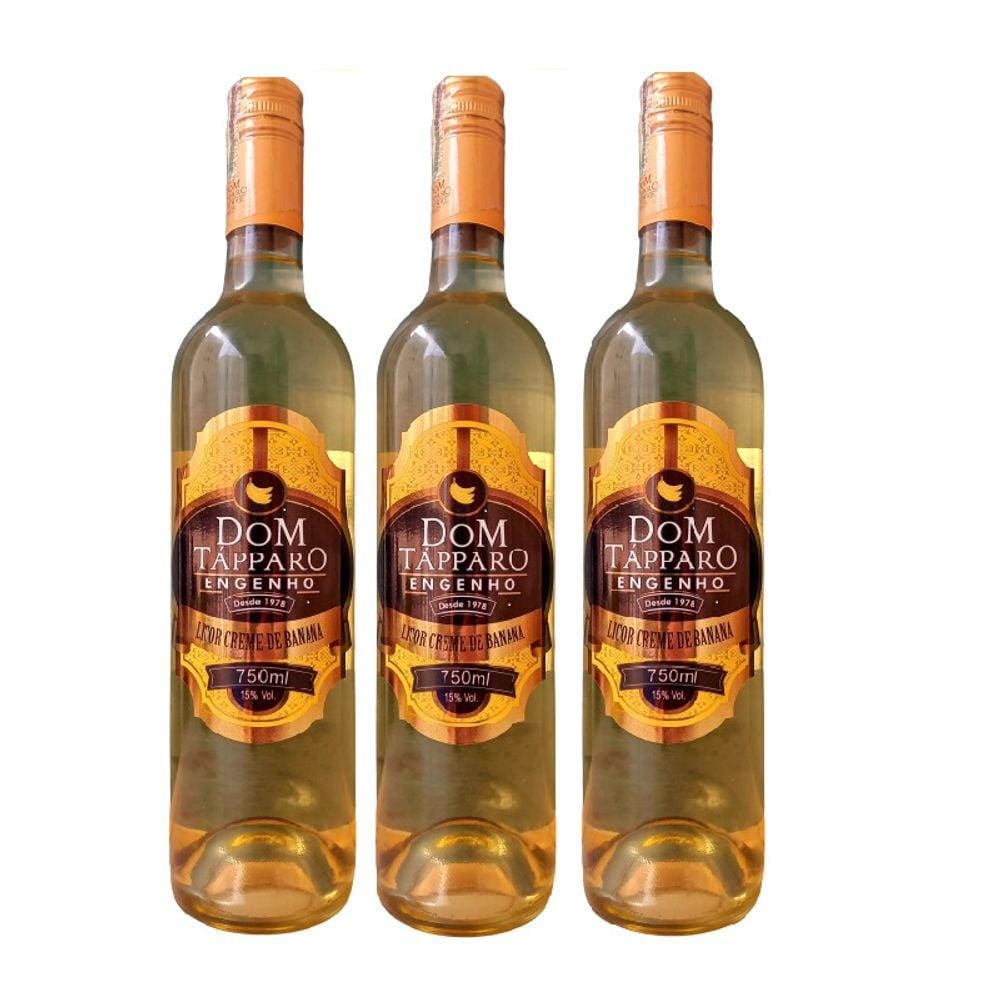 Kit Licor Creme De Banana Dom Tápparo 750ml 3 unidades