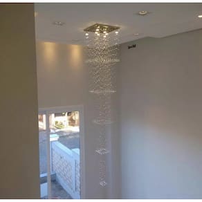 Lustre Torre De Cristal Para Vão De Escada Base Inox 45x45cm