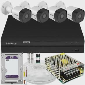 Kit Cftv 4 Cameras Full Hd Dvr Intelbras 1008 2TB wd Purple