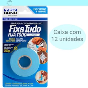 Caixa 12 Fita Dupla Face Espuma Fixa Tudo 24mm x 1,5m