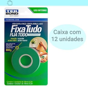 Caixa 12 Fita Dupla Face Interna 19 Mm X 2m Fixa Tudo