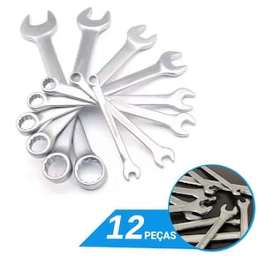 Jogo de Chave Combinada Cromada Fixa e Estrela 6 a 22mm 12 Peças - Starfer