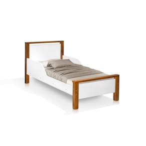 cama infantil meli com proteção lateral branco com marrom