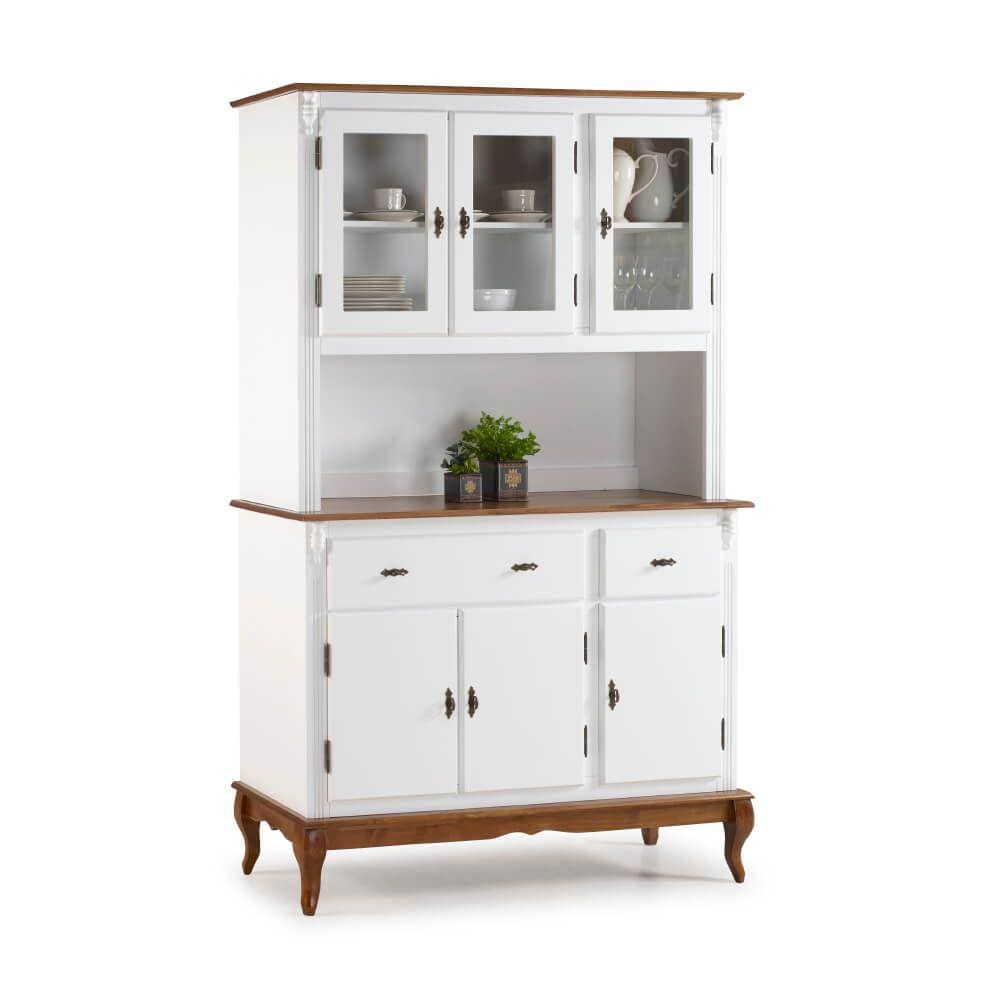 Cristaleira Arca e Oratório 6 Portas 2 Gavetas com Pés Luis Xv 60632 Linz Móveis - Branco/Imbuia