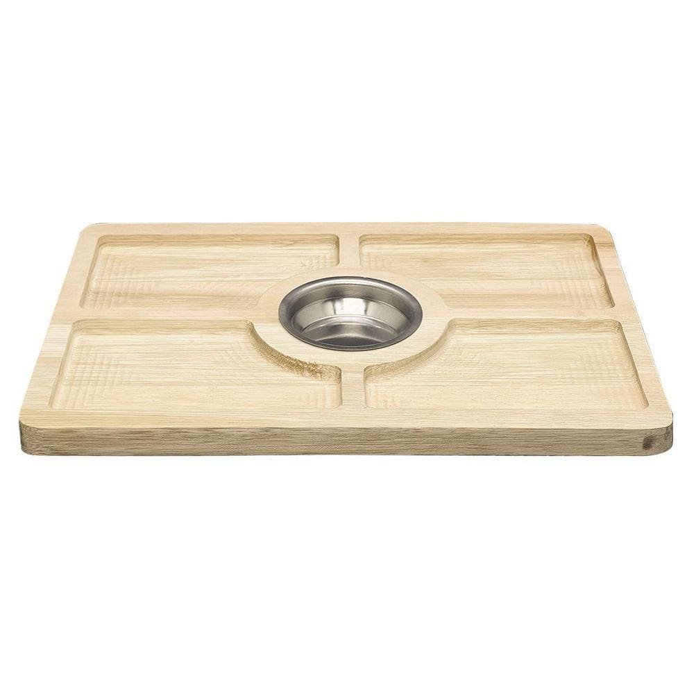 Petisqueira Em Madeira Com Molheira Central 37X24,5X2Cm