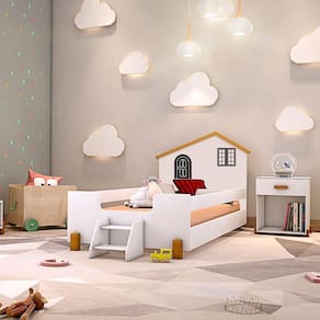 Cama Montessoriana Infantil Juvenil Belissima Preta - Branca E Mel - Branco