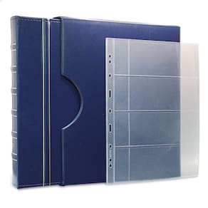 Álbum de Luxo Azul 50 Folhas c/ bolso p/ 200 Cédulas 3BZN G