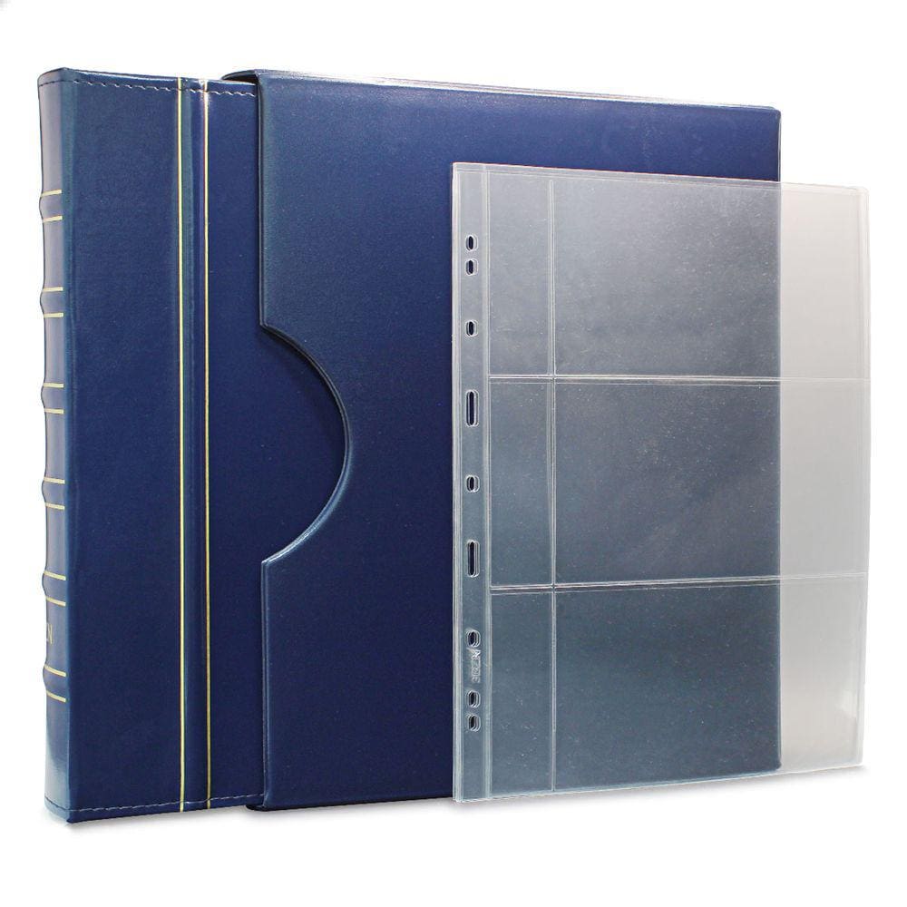 Álbum de Luxo Azul 50 Folhas c/ bolso p/ 150 Cédulas 3BZN G