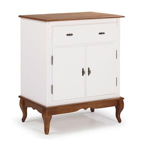 Balcão Buffet com 2 Portas e 1 Gavetas Pés Luis XV 60629 Linz Móveis - Branco/Imbuia Glazer